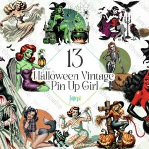 Halloween Vintage Pin Up Girl Clipart