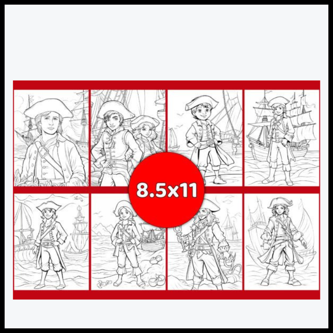 200 Pirates Coloring Pages for Kids KDP
