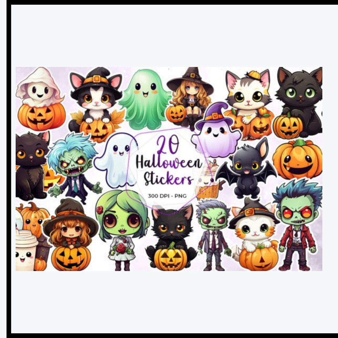 مجموعة ملصقات الهالوين اللطيفة