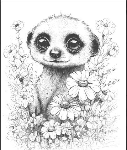 237 Baby Merkat with flowers