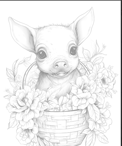 238 Baby Pig with flowers