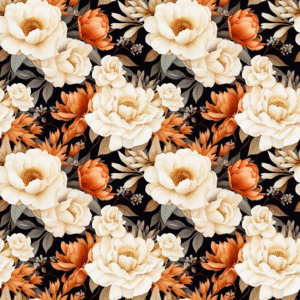 floral muted beige orange