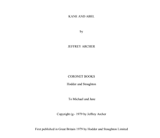 Kane and Abel Coronet