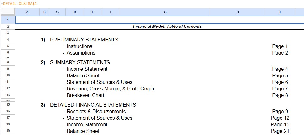 Financial model pwcservice.xls