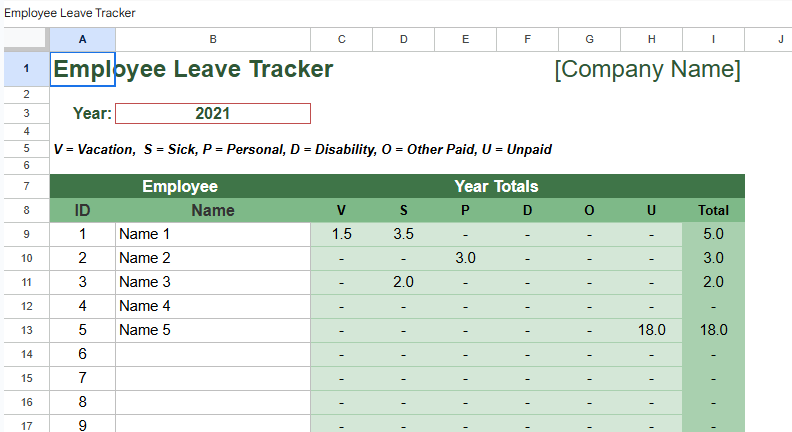 employee leave tracker.xlsx