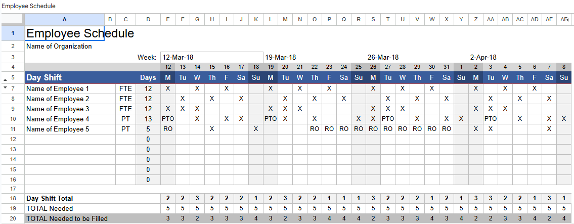 employee schedule.xlsx