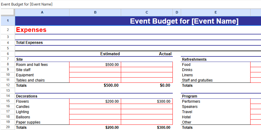 Event Budget for.xlt