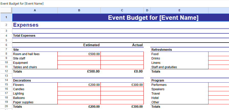 Event budget1.xls