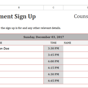 appointment schedule sign up.xlsx