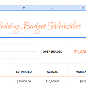 Free Printable Wedding Budget Worksheet Template