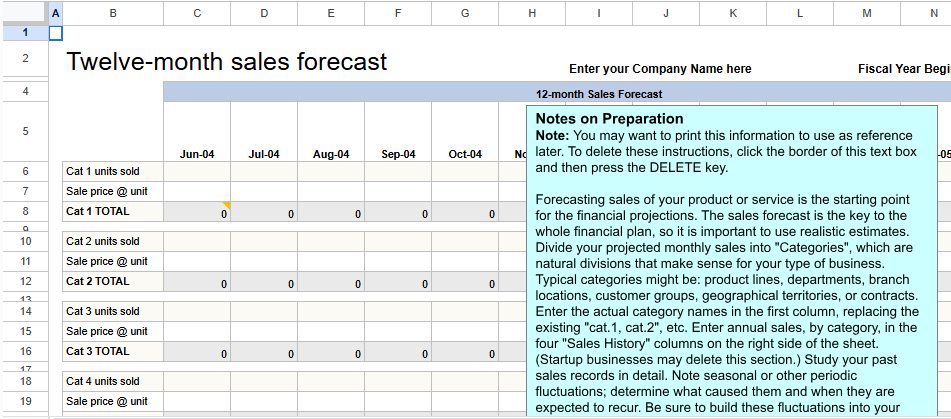 12 month sales forecast1.xls