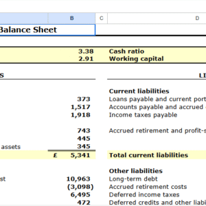Balance sheet with ratios and working capital1.xls