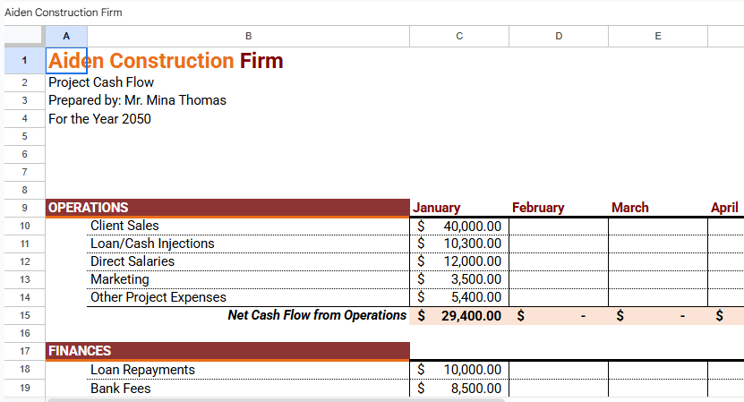 Free Project Cash Flow Template.xlsx