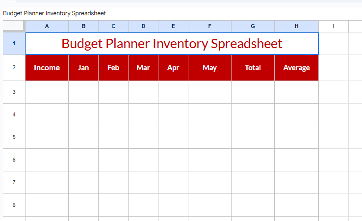 Budget Planner Inventory Spread Sheet.xlsx