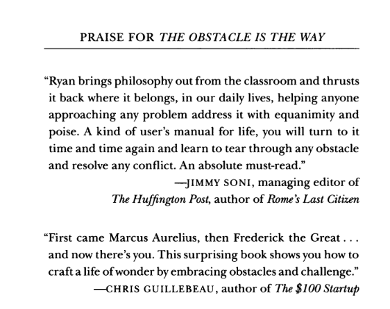 Praise For The opstacle Is The Way