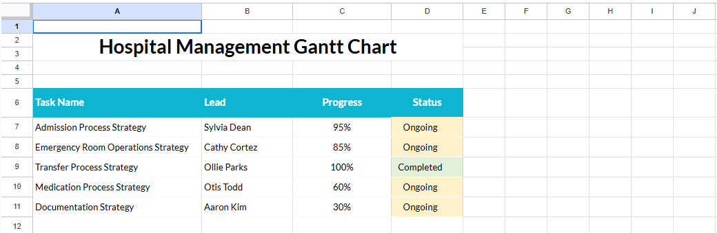 Hospital Management Gantt Chart.xlsx