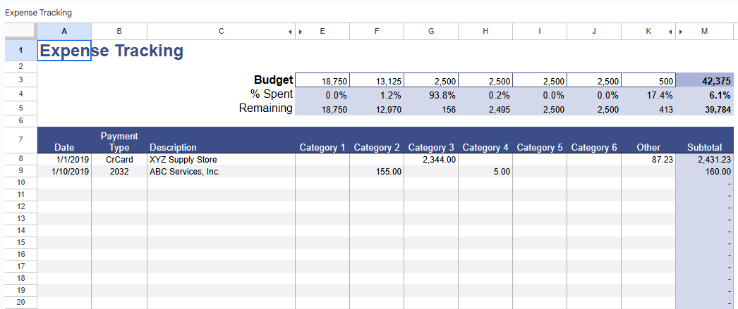 expense tracking.xls