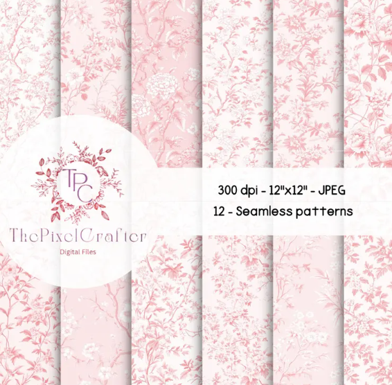 12 Floral Seamless Vector Pattern
