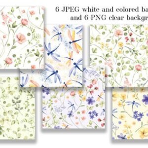Digital Paper Patterns with Wild Flowers