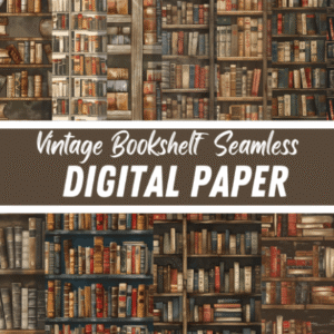 Vintage Library Bookshelf Paper Patterns